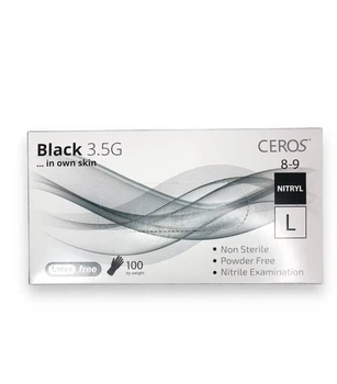 Рукавиці нітрилові чорні Fingers Black, 100шт., Ceros, розмір L