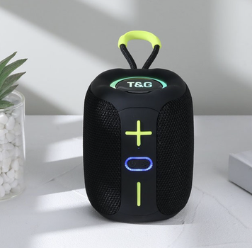 Аккумуляторная Bluetooh колонка 8 Вт с LED подсветкой T&G с радио и цветомузыкой Черная