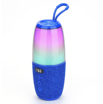 Портативная аккумуляторная Bluetooh LED колонка с подсветкой T&G с FM радио RGB цветомузыка Синяя