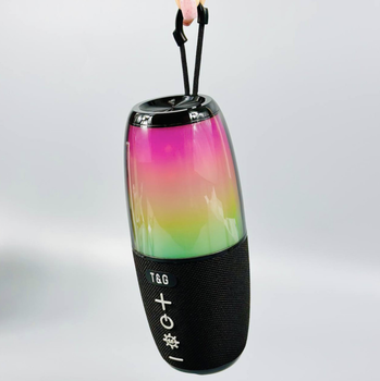 Портативная аккумуляторная Bluetooh LED колонка с подсветкой T&G с FM радио RGB цветомузыка Черная