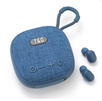 2в1 Аккумуляторная колонка + наушники Bluetooth T&G (Радио/AUX/USB/TF) Синяя