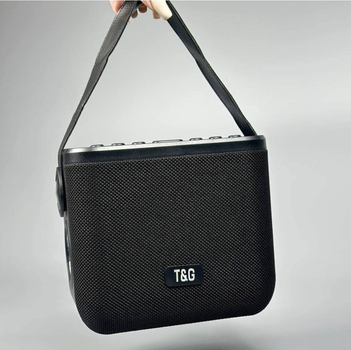 Портативная Bluetooth колонка - фонарь T&G + 2 микрофона в комплекте с радио Black