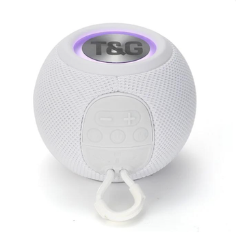 Аккумуляторная портативная Bluetooth колонка T&G c LED цветомузыкой (Радио/AUX/USB/TF) Белая