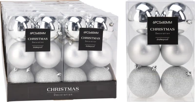 Набор елочных шаров Christmas Decoration 8 см Серебряный 6 шт (AVS100810)