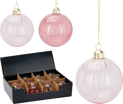Набор елочных шаров Christmas Decoration 8 см Розовый 12 шт (ABR410020)