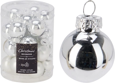 Набір ялинкових куль Christmas Decoration 2.5 см Срібний 24 шт (ARB101510)
