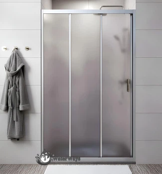 Душові двері 120х190 см Sunways Crystal три секції розсувні, матове скло, профіль хром