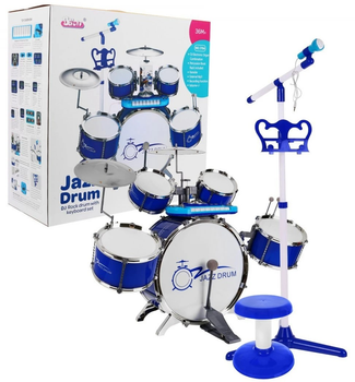 Музичний набір Барабани + Клавіатура + Мікрофон для дітей 3+ Звуки та світло Синій (ZMU.1704.NIE) (5903864910896)