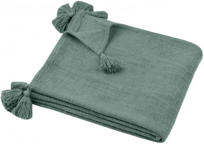 Koc Stof Sanchez bawełniany z chwostami 125 x 150 cm Zielony (3665269197310)
