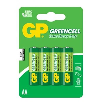 Батарейки GP GREENCELL 1.5V, Солевые 15G-U4, R6, AA 4 шт.