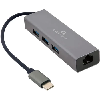 Адаптер Cablexpert A-CMU3-LAN-01 Type-C на Gigabit Ethernet + хаб 3xUSB 3.1 Gen1