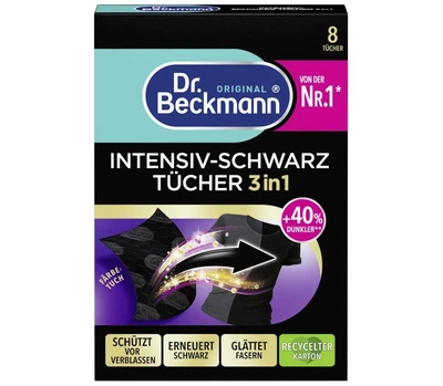 Салфетки для обновления черного цвета и тканей 3в1 Dr. Beckmann, 8 шт (270734)