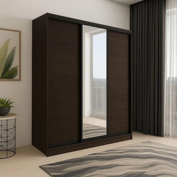 Шафа купе Mebel Star трьохдверна дзеркало і темний профіль 190*240*60 Венге магія