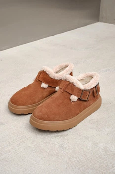 Женские короткие зимние угги PARADIZE SHOES рыжего цвета замшевые с бежевой опушкой на высокой подошве 41 размер (стелька 27,3 см)