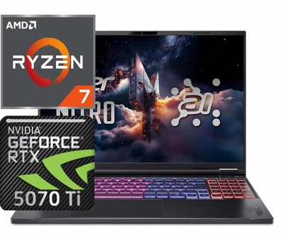 Ноутбук (2025) ігровий Acer Nitro 16 AI Ryzen AI 7-350/ 64GB / 1TB+1TB/ Win11x Licensed/ RTX5070Ti / 16" 180Hz