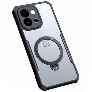 Противоударный чехол XUNDD Texture with Ring для OnePlus 13T с магнитным кольцом – подставкой, Black