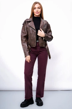 Куртка-косуха женская Fashion K-808 коричневая 345880_XL
