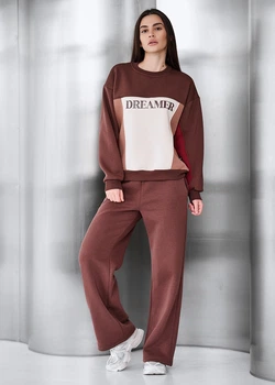 Свитшот женский стаф коричневый оверсайз из флиса теплый худи Staff dre brown oversize fleece XS (367353)