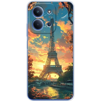 Силиконовый Чехол с Картинкой для Xiaomi Poco C85 Принт (Париж, Эйфелева Башня) (67480-ysm037)