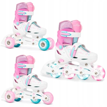 Детские ролики Raven Loret Glitter White/Mint/Pink LED размер 30-33 (kn137)