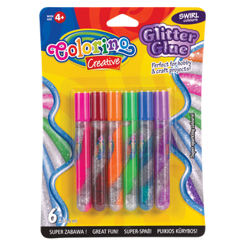 Детский клей металлик с блёстками Colorino Swirl 6 цветов 10,5 мл