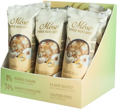 Упаковка цукерок Misso Three Nuts Bites Три Горіхи 45 г х 12 шт (4820232571231)