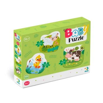 Пазлы 3в1 DoDo для самых маленьких Сельские животные 3шт. по 2-3-4 элемента от 18 месяцев 14х16см (DoDo Baby_Farm animals)