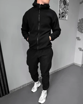 Теплий спортивний чоловічий костюм Casual Fleece M Чорний (RM0221)