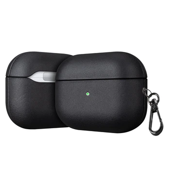 Чехол кожаный для AirPods Pro черный противоударный аксессуар для защиты наушников