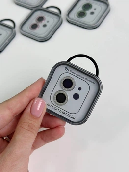 Защитное стекло на камеру Diamonds Lens (iPhone 11 / 12 / 12 mini, Silver)
