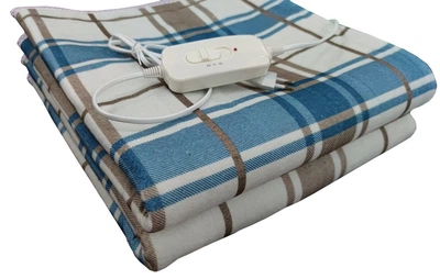Электропростынь односпальная, простынь с подогревом Royan Турция 120х160 см плотная байка, клетка