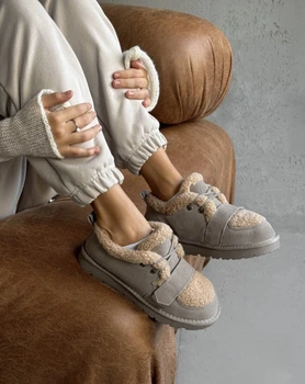 Черевики на платформі з ремінцем жіночі ITTS Сіро-бежевий (BB01 grey-beige (38 (24 см))