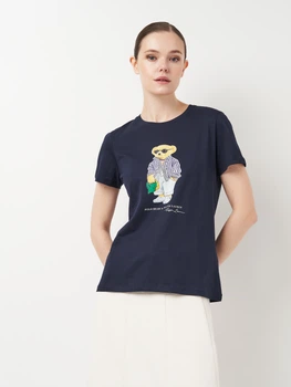 Футболка бавовняна жіноча Polo Ralph Lauren 11477.3 L Темно-синя (smt2000000031941)