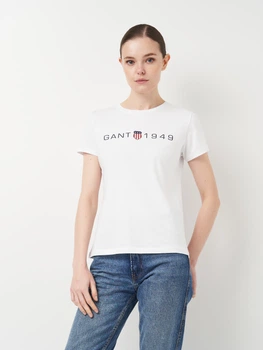 Футболка хлопковая женская GANT 11459.2 S Белая с принтом (smt2000000029634)