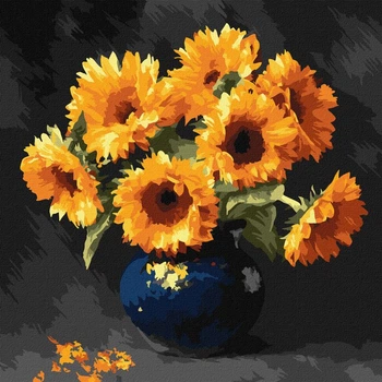 Картина по номерам Подсолнух в темноте ©art_selena_ua 40x40 KHO3330 Идейка