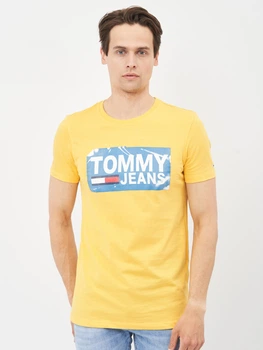 Футболка хлопковая длинная мужская Tommy Jeans 10639.3 XL Желтая