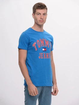 Футболка хлопковая длинная мужская Tommy Jeans 9633.6 XL Голубая