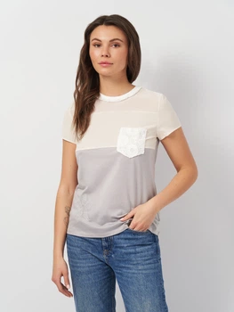 Футболка женская Desigual 10014.1 XS (40) Бело-серая (2000000014081)