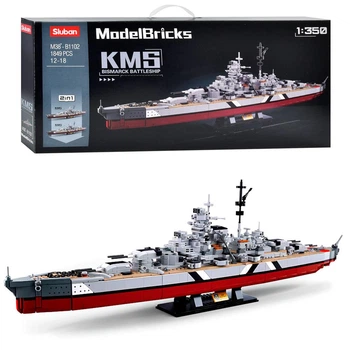 Конструктор SLUBAN M38-B1102 "Model Bricks": Военный корабль Линкор, 1849 дет.