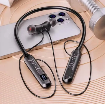 Бездротові вакуумні навушники VANTEENIE BT8 з мікрофоном і Bluetooth 5.3 + LED дисплей і роз'єм MicroSD, чорні (75201094)