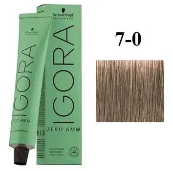 Стойкая крем-краска без аммиака Schwarzkopf Igora Zero Amm 7-0 Средне-русый натуральный 60 мл