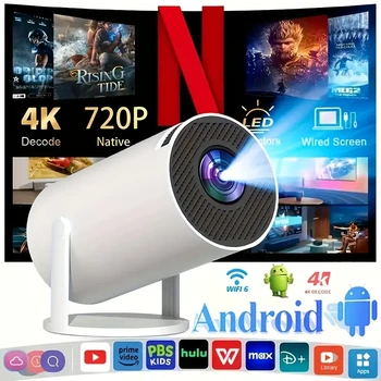 Смарт-проектор с Wi-Fi, Android 11, 4K-декодирование, 720p HD