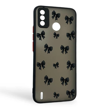 Чехол для телефона Tecno Spark 6 Go (KE5) с 3D принтом бантиков с высокими бортами с защитой камеры черный