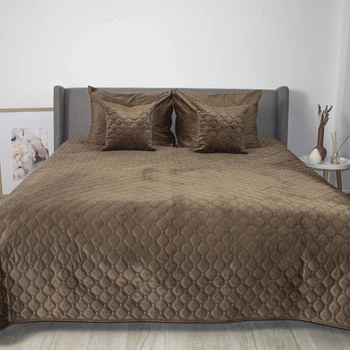 Покрывало ТЕП "VELOUR" Coffee/Ромб круглый, 150x210