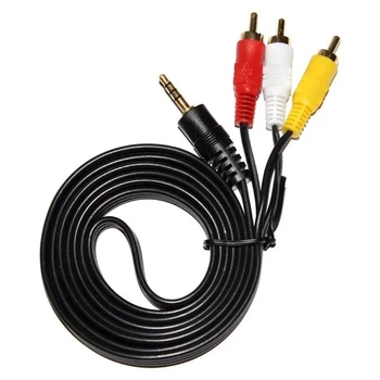 Аудіо-кабель AUX 3.5 мм на 3RCA тюльпани 1.5 метри black