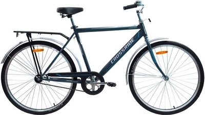 Велосипед городской 28 дюймов Crossride Comfort M с багажником, рама 21" (Серый)
