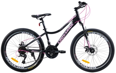 Велосипед горный подростковый Crossride Molly Lady 24 дюйма, рама 13" (Черно-розовый)