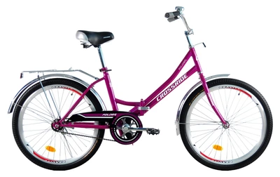 Велосипед складной 24 дюйма Crossride Folder с багажником (Розовый)