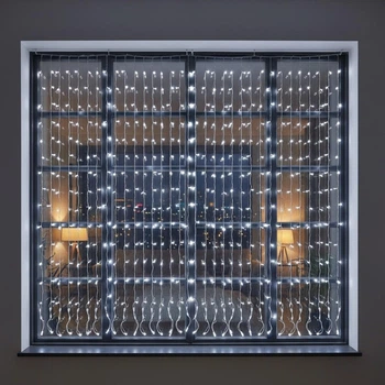 Сетевая новогодняя гирлянда-штора Роса Хвойная лапа комнатная 3х3 м 600 LED диодов 10 нитей прозрачного цвета цвет света Белый