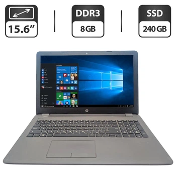 Ноутбук HP 250 G6 / 15.6" (1366x768) TN / Intel Celeron N3060 (2 ядра по 1.6 - 2.48 GHz) / 8 GB DDR3 / 240 GB SSD / Intel Graphics / WebCam б/в